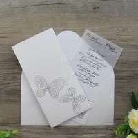 Glitter Butterfly Invitation Card Embossing Wedding Invitation Customized 